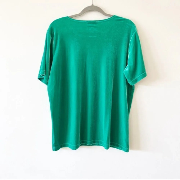 Quacker Factory Green Velvet Short Sleeve Stretchy Top Size 3X Sparkles‎ Ireland - Picture 2 of 5